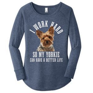 Yorkie Mom Dog Dad Funny Yorkshire Terrier Women's Perfect Tri Tunic Long Sleeve Shirt