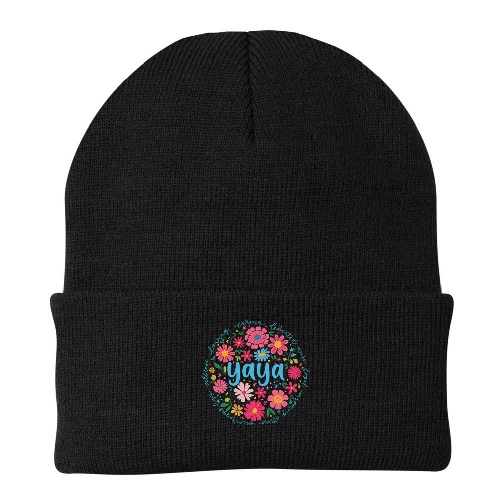 Yaya Mothers Day For Grandma Wildflower Floral Women Beanie