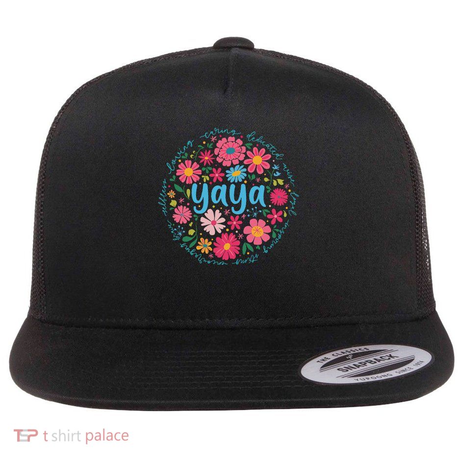 Yaya Mothers Day For Grandma Wildflower Floral Women Flatbill Hat