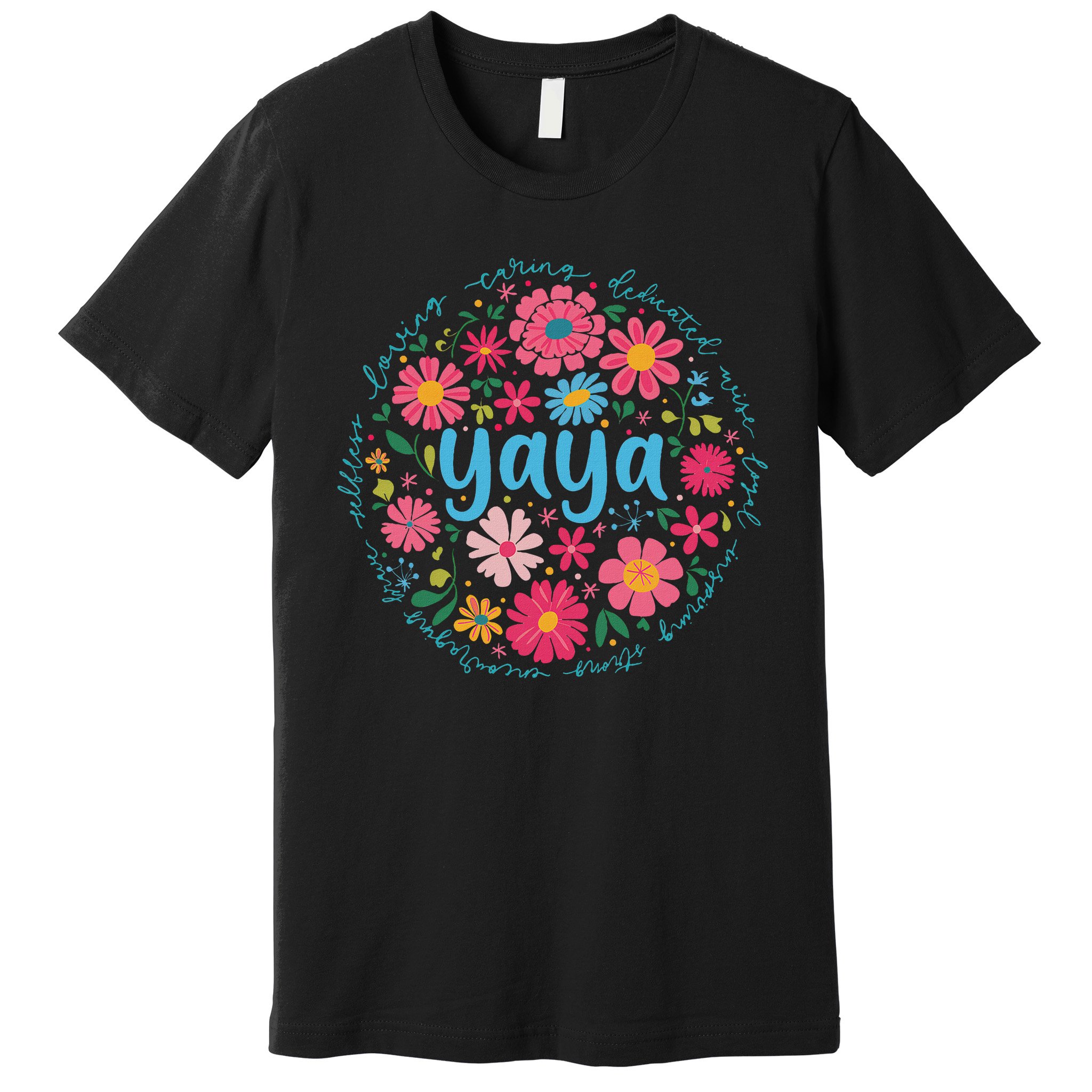 Yaya Mothers Day For Grandma Wildflower Floral Women Premium T-Shirt