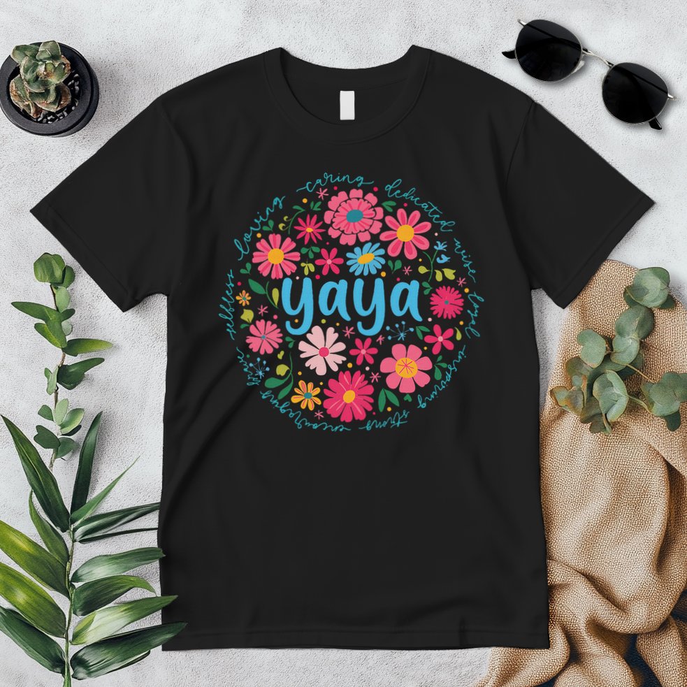 Yaya Mothers Day For Grandma Wildflower Floral Women Premium T-Shirt