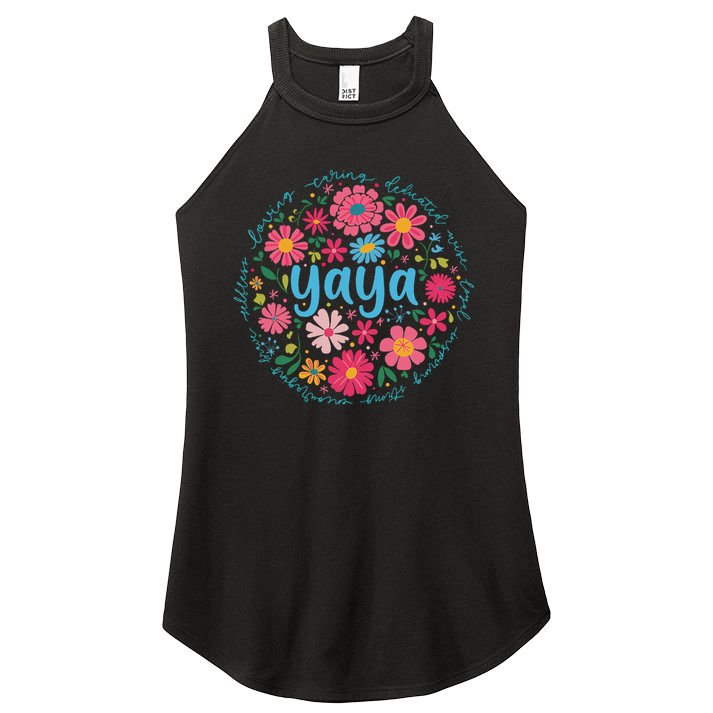Yaya Mothers Day For Grandma Wildflower Floral Women Women's Perfect Tri Rocker Tank