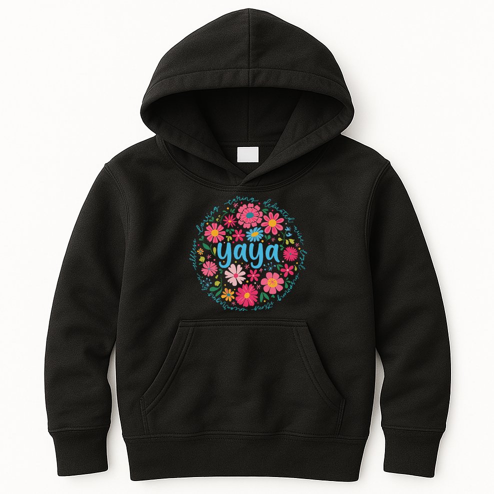 Yaya Mothers Day For Grandma Wildflower Floral Women Kids Hoodie