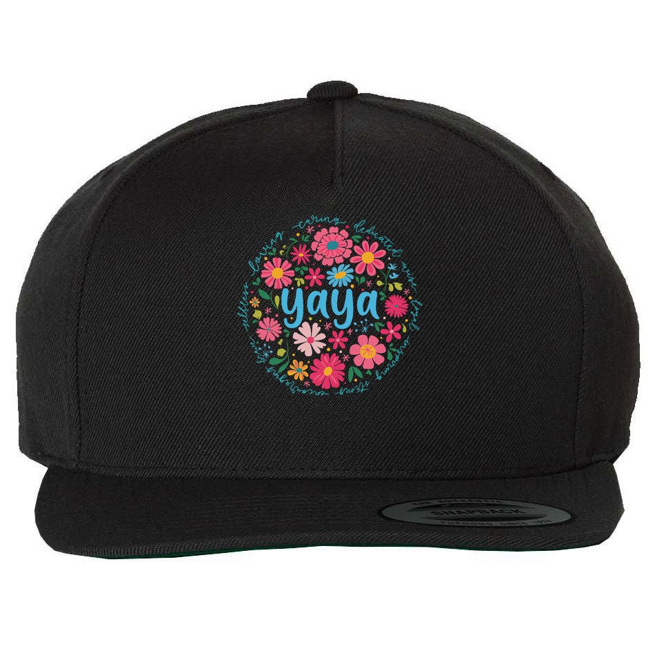 Yaya Mothers Day For Grandma Wildflower Floral Women Wool Snapback Cap