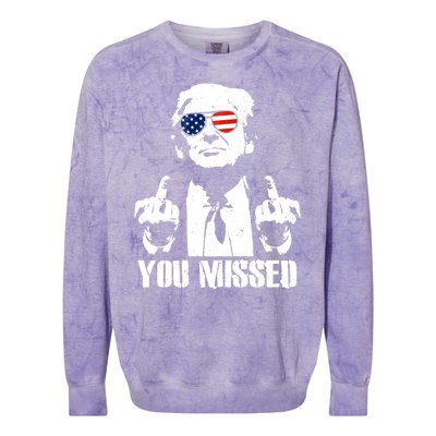 You Missed Donald Trump 2024 Finger Usa United States Presidential Election Colorblast Crewneck Sweatshirt