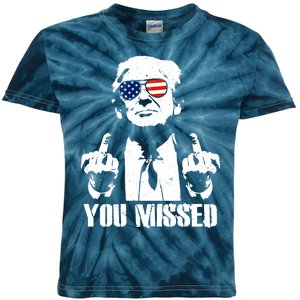 You Missed Donald Trump 2024 Finger Usa United States Presidential Election Kids Tie-Dye T-Shirt