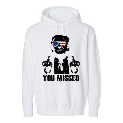 You Missed Donald Trump 2024 Finger Usa United States Presidential Election Garment-Dyed Fleece Hoodie