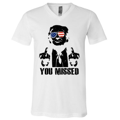 You Missed Donald Trump 2024 Finger Usa United States Presidential Election V-Neck T-Shirt