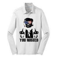 You Missed Donald Trump 2024 Finger Usa United States Presidential Election Silk Touch Performance Long Sleeve Polo