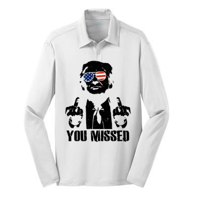 You Missed Donald Trump 2024 Finger Usa United States Presidential Election Silk Touch Performance Long Sleeve Polo