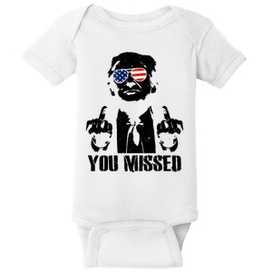 You Missed Donald Trump 2024 Finger Usa United States Presidential Election Baby Bodysuit