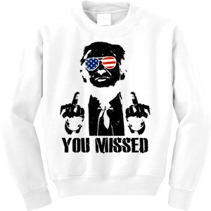 You Missed Donald Trump 2024 Finger Usa United States Presidential Election Kids Sweatshirt