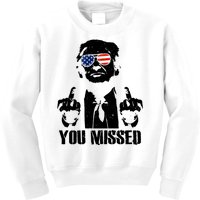 You Missed Donald Trump 2024 Finger Usa United States Presidential Election Kids Sweatshirt