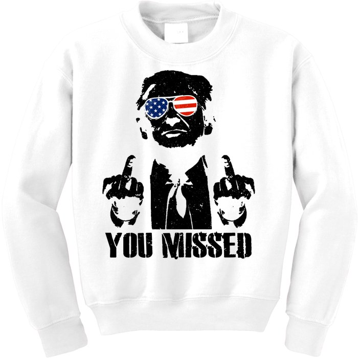 You Missed Donald Trump 2024 Finger Usa United States Presidential Election Kids Sweatshirt