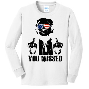 You Missed Donald Trump 2024 Finger Usa United States Presidential Election Kids Long Sleeve Shirt