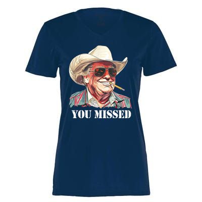 You Missed Donald Trump 2024 Women's Momentum V-Neck T-Shirt