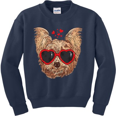 Yorkie Mom Dog Sunglasses Love Heart Yorkshire Terrier Dog Kids Sweatshirt