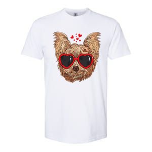 Yorkie Mom Dog Sunglasses Love Heart Yorkshire Terrier Dog Softstyle CVC T-Shirt