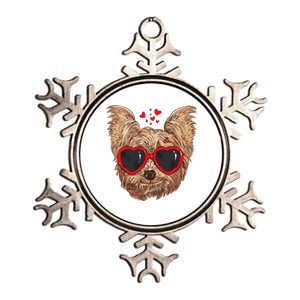 Yorkie Mom Dog Sunglasses Love Heart Yorkshire Terrier Dog Metallic Star Ornament