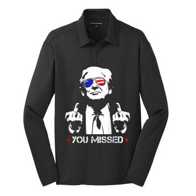 You Missed Donald Trump Funny Pro Trump 2024 Silk Touch Performance Long Sleeve Polo