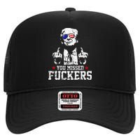 You Missed Fuckers Donald Trump 2024 Survived Election Rally High Crown Mesh Back Trucker Hat