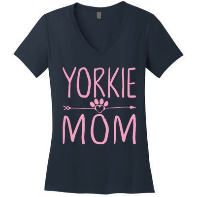 Yorkie Mom Funny Dog Lover Mama Mothers Day Gift Women's V-Neck T-Shirt