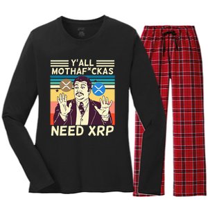 YAll Motha Fuckas Need Xrp Funny Crypto Currency Women's Long Sleeve Flannel Pajama Set 