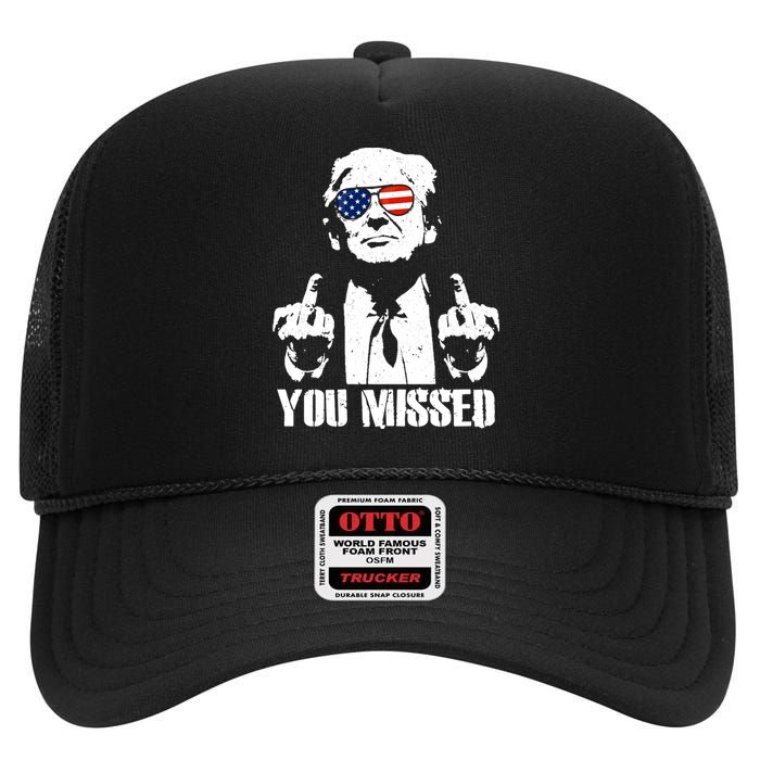 You Missed Finger Trump 2024 Take America Back Pennsylvania Rally High Crown Mesh Back Trucker Hat