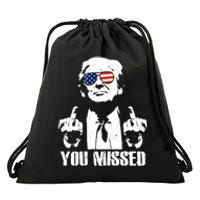 You Missed Finger Trump 2024 Take America Back Pennsylvania Rally Drawstring Bag