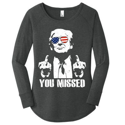 You Missed Finger Trump 2024 Take America Back Pennsylvania Rally Women's Perfect Tri Tunic Long Sleeve Shirt