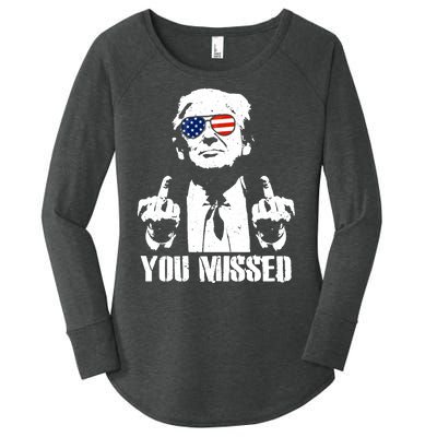 You Missed Finger Trump 2024 Take America Back Pennsylvania Rally Women's Perfect Tri Tunic Long Sleeve Shirt