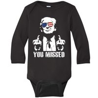 You Missed Finger Trump 2024 Take America Back Pennsylvania Rally Baby Long Sleeve Bodysuit