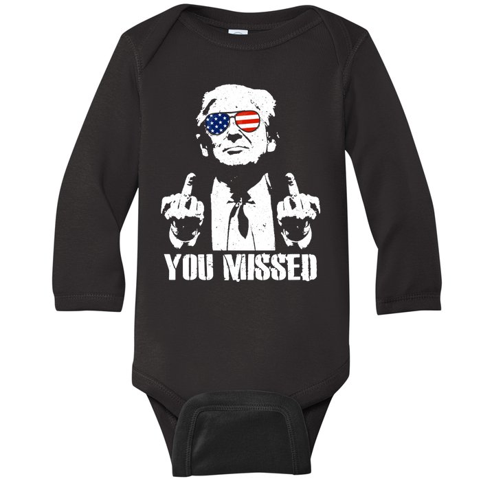 You Missed Finger Trump 2024 Take America Back Pennsylvania Rally Baby Long Sleeve Bodysuit