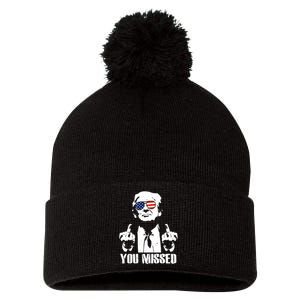 You Missed Finger Trump 2024 Take America Back Pennsylvania Rally Pom Pom 12in Knit Beanie