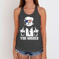 You Missed Finger Trump 2024 Take America Back Pennsylvania Rally Women's Knotted Racerback Tank