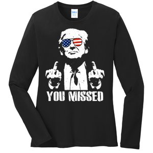 You Missed Finger Trump 2024 Take America Back Pennsylvania Rally Ladies Long Sleeve Shirt