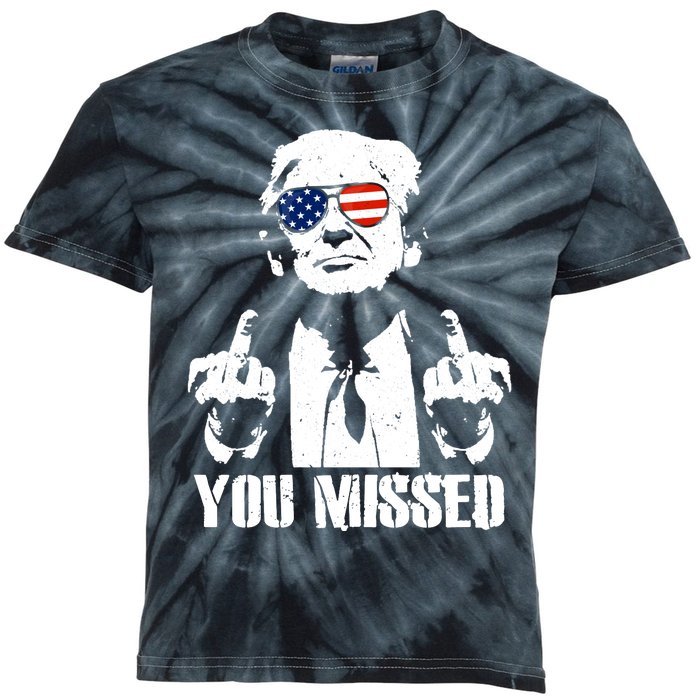 You Missed Finger Trump 2024 Take America Back Pennsylvania Rally Kids Tie-Dye T-Shirt