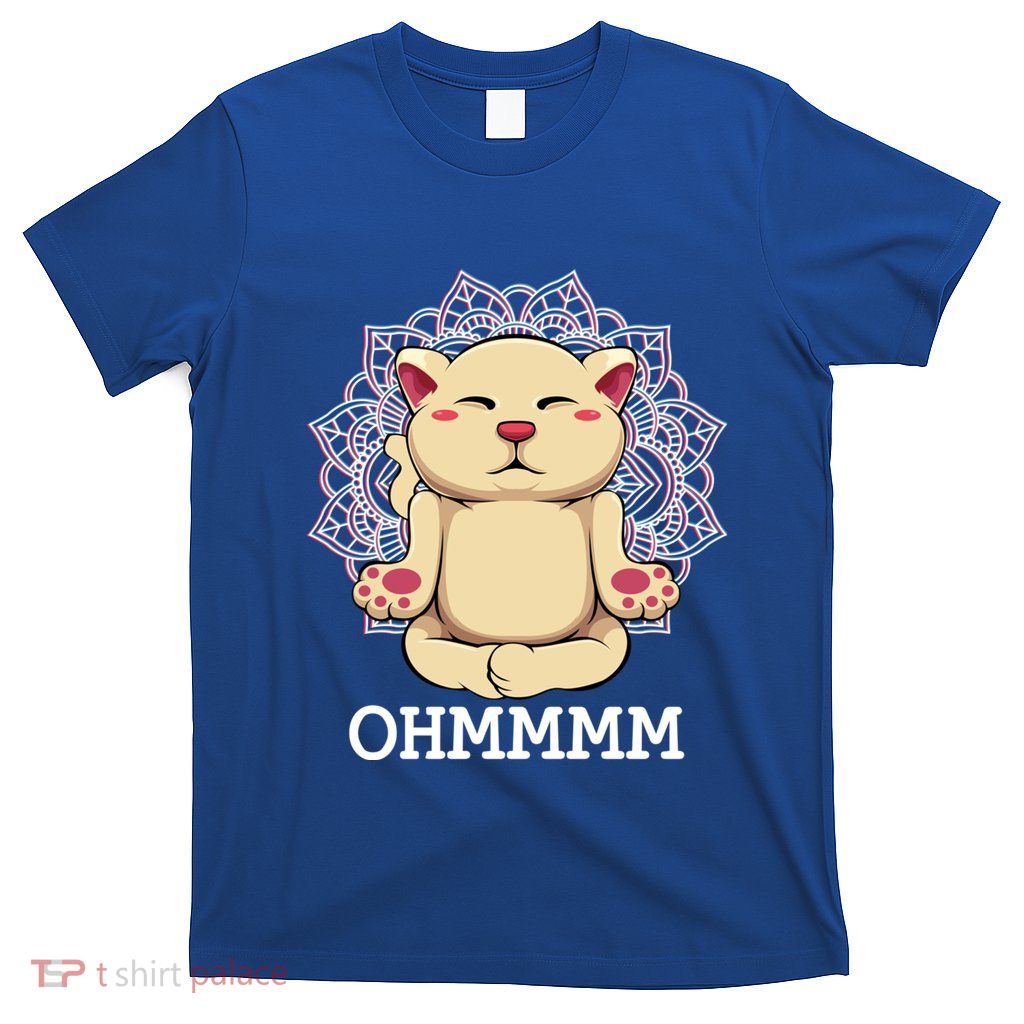 Yoga Meditation Fan Meditating Cat Kitten Mom Dad Design Gift T-Shirt