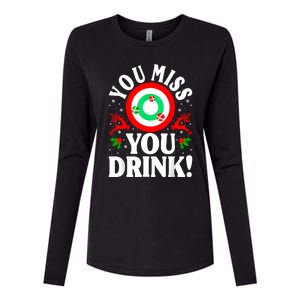 You Miss Game You Drink Game Ugly Christmas Sweater Funny Womens Cotton Relaxed Long Sleeve T-Shirt