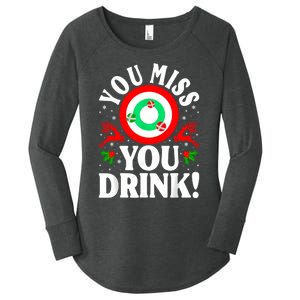 You Miss Game You Drink Game Ugly Christmas Sweater Funny Women's Perfect Tri Tunic Long Sleeve Shirt