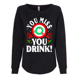 You Miss Game You Drink Game Ugly Christmas Sweater Funny Womens California Wash Sweatshirt