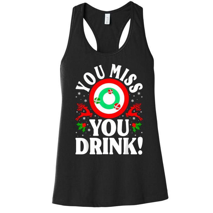 You Miss Game You Drink Game Ugly Christmas Sweater Funny Women's Racerback Tank