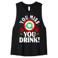 You Miss Game You Drink Game Ugly Christmas Sweater Funny Women's Racerback Cropped Tank