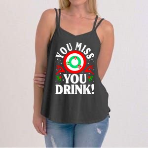 You Miss Game You Drink Game Ugly Christmas Sweater Funny Women's Strappy Tank