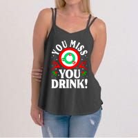 You Miss Game You Drink Game Ugly Christmas Sweater Funny Women's Strappy Tank