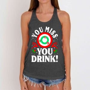 You Miss Game You Drink Game Ugly Christmas Sweater Funny Women's Knotted Racerback Tank