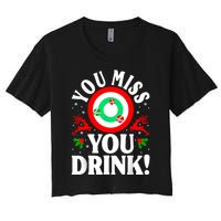 You Miss Game You Drink Game Ugly Christmas Sweater Funny Women's Crop Top Tee