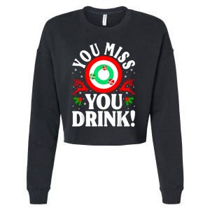 You Miss Game You Drink Game Ugly Christmas Sweater Funny Cropped Pullover Crew