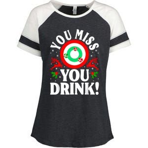 You Miss Game You Drink Game Ugly Christmas Sweater Funny Enza Ladies Jersey Colorblock Tee