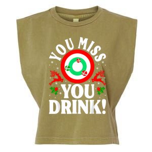 You Miss Game You Drink Game Ugly Christmas Sweater Funny Garment-Dyed Women's Muscle Tee